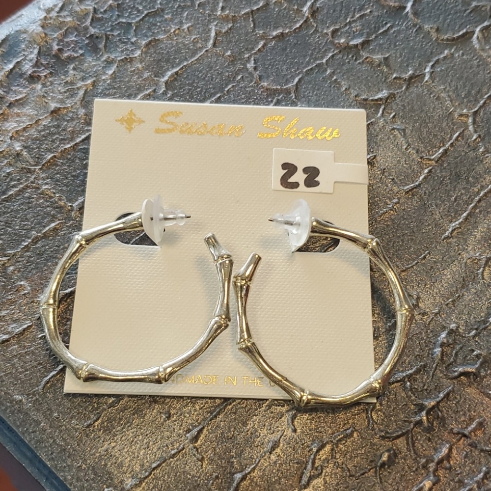 Silver bamboo style earrings